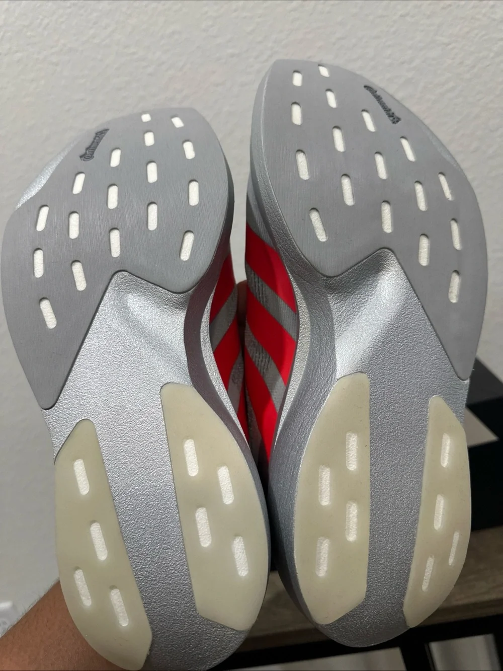 adidas Men’s Gray Athletic Shoes with Red Stripes